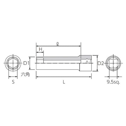 KTC 京都機械工具 9.5SQ ディープソケット 6角 1／2inch B3L-1／2 ソケット 工具 ツール DIY 作業工具