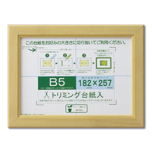 賞状額 絵画額 ポスター額 コピー用紙 トリミング用紙付き SP B5 収納寸法：182×257mm ナチュラル 額 額縁 フレーム