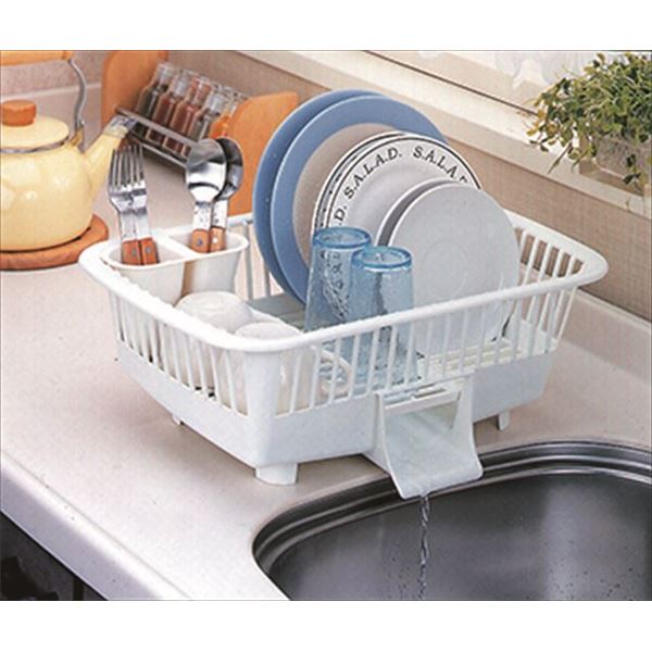 水切りラック/キッチン用品 【たて置きタイプ】 約445×320×155mm 箸立て付き 『ウォータースルーバスケット』