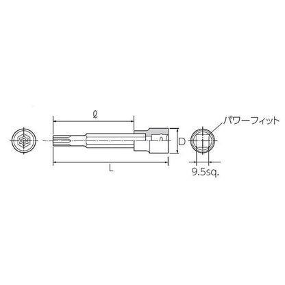KTC 京都機械工具 9.5SQ ロングT型イジリドクス T30 BT3-T30HL 工具 ツール DIY 作業工具