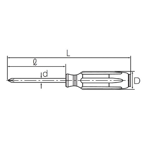 KTC 京都機械工具 樹脂柄プラス貫通ドライバー No.3 軸長150mm PDD1-3 ドライバー 工具 ツール DIY 作業工具