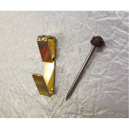〔 3個セット 〕 壁掛け用金具 額吊り金具 〔 合板・木壁・石こうボード用 1.5kgまで 〕 ゴールド 1本針フック3001-1