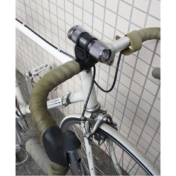 フラッシュライト LEDライト ガンスモーク グレー 9LED 自転車ホルダー付き コンパクト 軽量 連続照射 点滅照射 切り替え可
