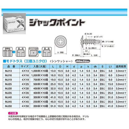 ジャックポイント(ドリルビス) MJ45 [250本入]【0010-00728】