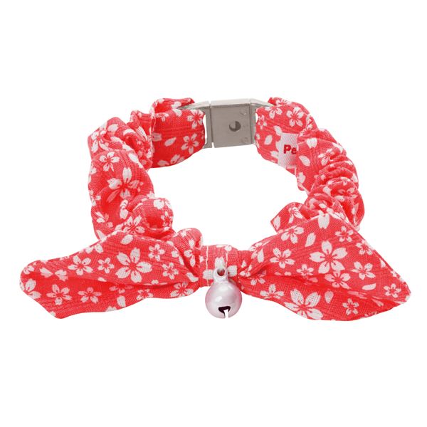 （まとめ）猫小町シュシュ 桜 レッド【×3セット】 (猫用品)【代引不可】