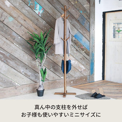 【6個セット】リビングハンガー(もく)(ブラウン/茶) 高さ180cm ポールハンガー 木製 天然木 北欧風 2WAY キッズ 子供 シンプル 洋服掛け 帽子掛け コートハンガー 収納 業務用 NK-725