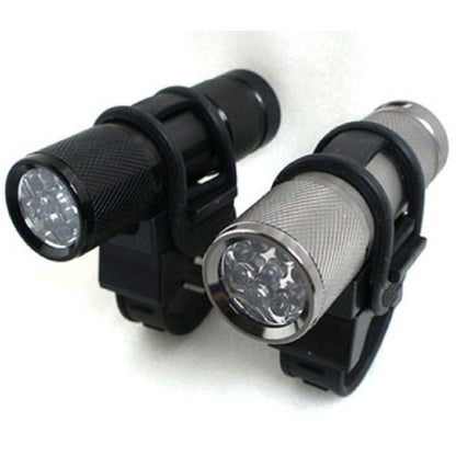 フラッシュライト LEDライト ガンスモーク グレー 9LED 自転車ホルダー付き コンパクト 軽量 連続照射 点滅照射 切り替え可