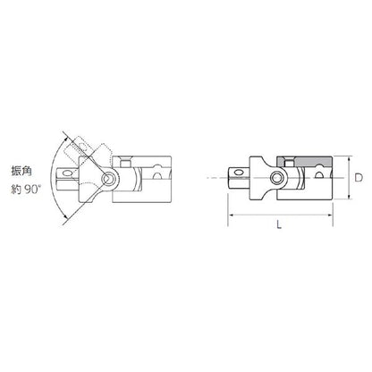 KTC 京都機械工具 9.5SQ ユニバーサルジョイント BJ3 工具 ツール DIY 作業工具