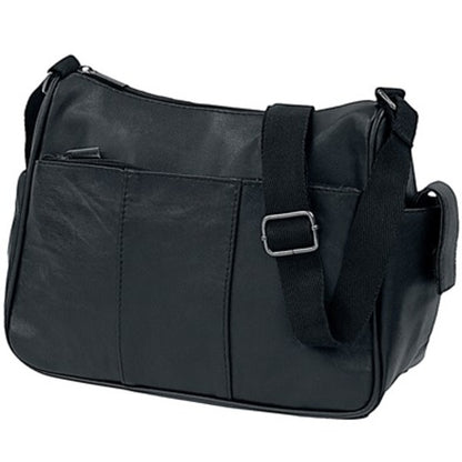 ショルダー ポシェット バッグ 18cm×24cm×12cm ブラック 合成皮革 羊革付属 ショルダーバッグ 肩掛けバッグ カバン ポーチ