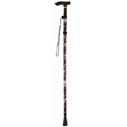 折りたたみ ステッキ/杖 【花柄】 使用時34×110×760～860mm 単品販売 色柄柄指定不可 長さ5段階調節 〔高齢者サポート〕