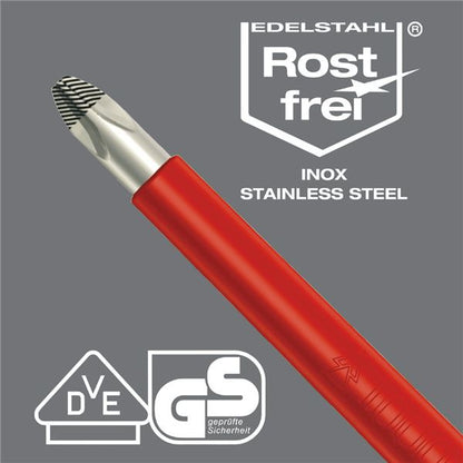 WERA ヴェラ ステンレス製 絶縁 マイナスドライバー 刃先サイズ5.5 軸長125mm 022732 工具 ツール DIY 作業工具 道具