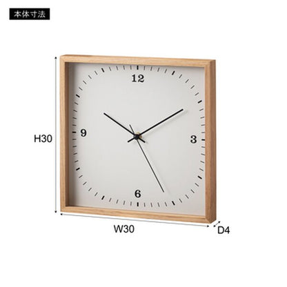 ウォールクロック 掛け時計 約W30×D4×H30cm ブラウン 静音タイプ 単三電池1本使用(別売) 完成品