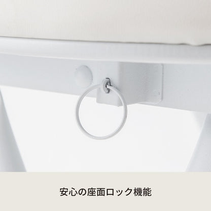 ベーススツール(ホワイト/白) 折りたたみ椅子 カウンターチェア 合成皮革 スチール イス 丸イス コンパクト スリム キッチン クッション パイプイス 完成品 NK-023