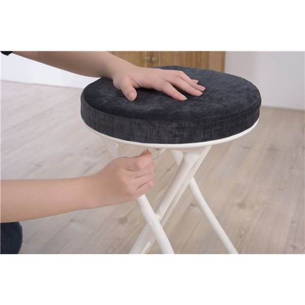 スツール オットマン 幅30cm ブラック 折りたたみ スチール ロンダ リビング ダイニング インテリア家具 備品 什器