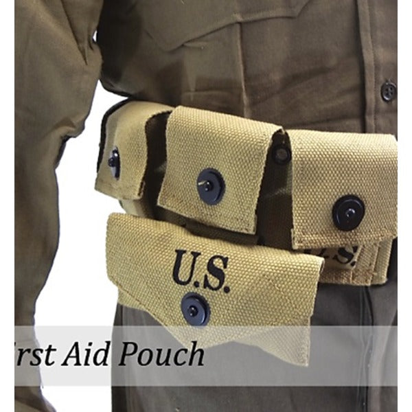 アメリカ軍 M1942 ファーストエイドポーチ コンパスポーチ カーキ 綿キャンパス地 帆布製 米軍 レプリカ ミリタリーバッグ