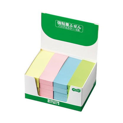 TANOSEE強粘着ふせん 75×25mm パステルカラー・4色 1パック（20冊）