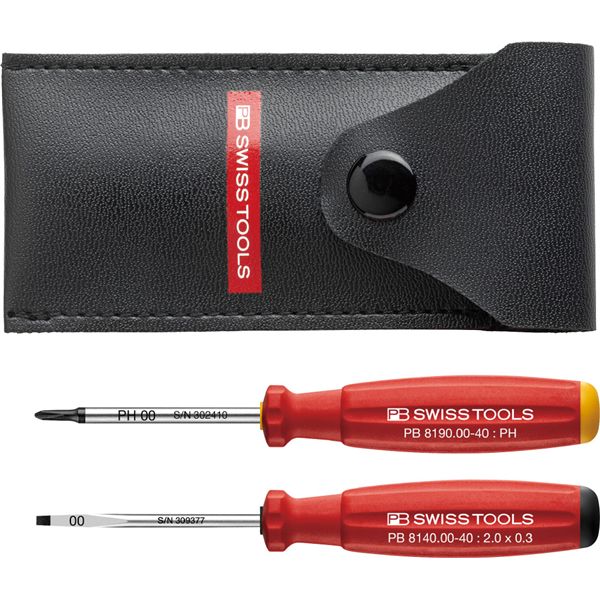 PB SWISS TOOLS ピービースイスツールズ 2本組 スイスグリップ プラス・マイナスミニドライバー ソフトケース付 8535 工具