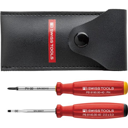 PB SWISS TOOLS ピービースイスツールズ 2本組 スイスグリップ プラス・マイナスミニドライバー ソフトケース付 8535 工具