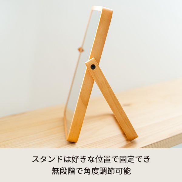 木製卓上ミラーPLAIN(プレーン)(ナチュラル) 鏡 カガミ 北欧風 軽量 スリム モダン 木目 天然木 韓国インテリア ナチュラル スタンドミラー NK-211