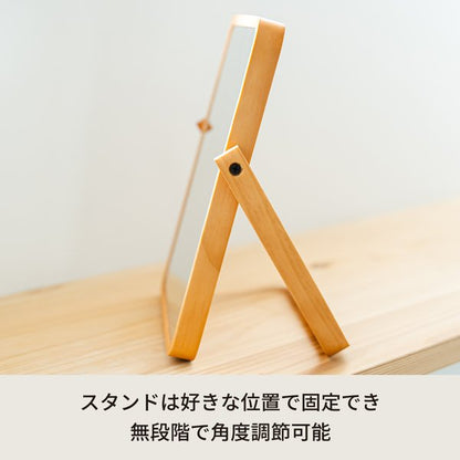 木製卓上ミラーPLAIN(プレーン)(ナチュラル) 鏡 カガミ 北欧風 軽量 スリム モダン 木目 天然木 韓国インテリア ナチュラル スタンドミラー NK-211