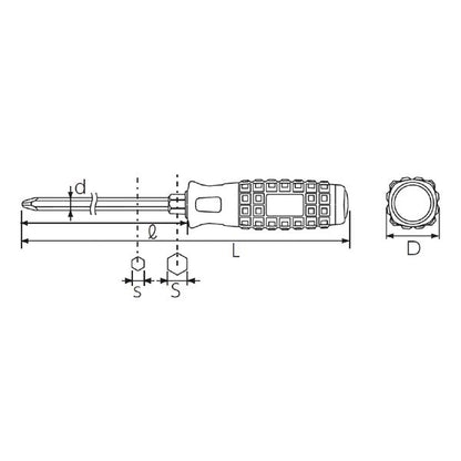 KTC 京都機械工具 樹脂柄プラス貫通ドライバー No.2 軸長300mm ロング D1P2-230 ドライバー 工具 ツール DIY 作業工具