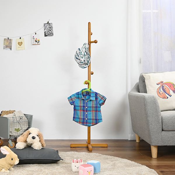 ポールハンガー 約幅37cm ブラウン 天然木 コートハンガー インテリア家具 収納家具 寝室家具 組立品
