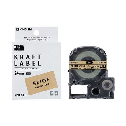 キングジム テプラPRO テープカートリッジ クラフトラベル 24mm ベージュ／黒文字 SPK24J 1個