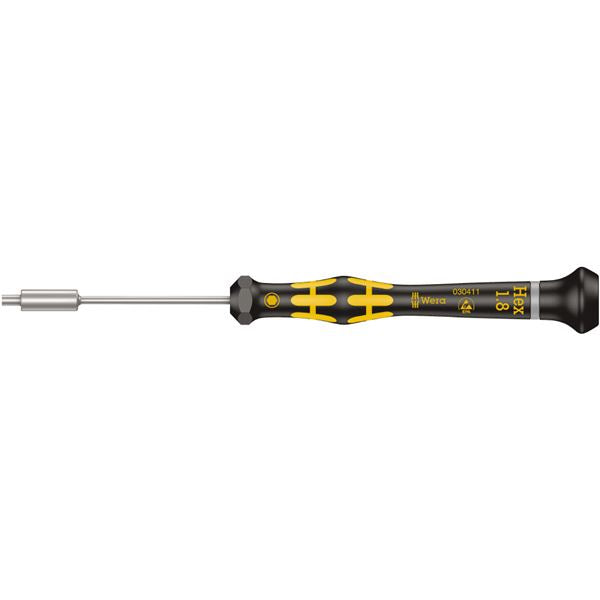 WERA ヴェラ ESD 静電気放電対策 精密 ナットドライバー 六角サイズ1.8mm 軸長60mm 030411 工具 ツール DIY 作業工具 道具