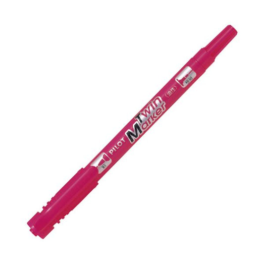 （まとめ） パイロット油性ツインマーカー 細字+極細 ピンク MEF-12EU-P 1セット（10本） 【×2セット】