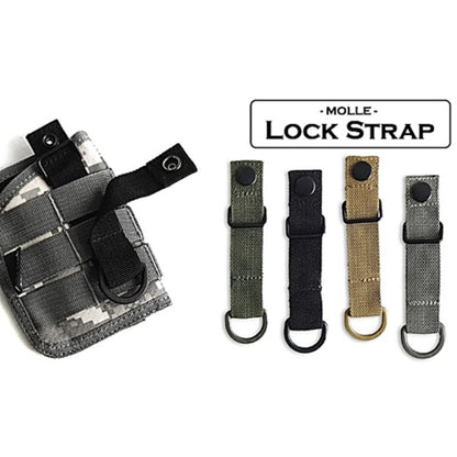 〔2個セット〕 MOLLE ロック ストラップ 12.5×2.5cm オリーブ ポリエステル ミリタリーグッズ タクティカルグッズ アウトドア