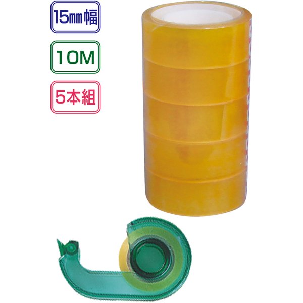 169ミニクリア粘着テープ（15mm×10m・5P） 【12個セット】 32-169