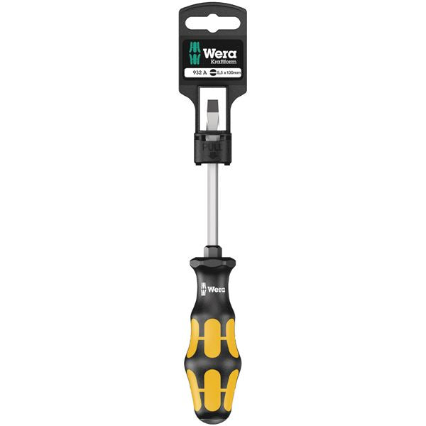WERA ヴェラ Kraftform ハンドル 根本六角 貫通 マイナスドライバー 先端サイズ1.0×5.5mm 軸長100mm 100085 工具 ツール DIY