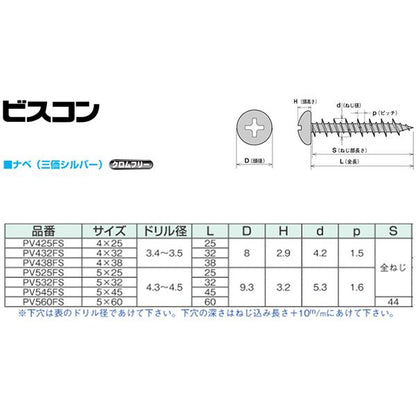 ビスコン 5.0×60mm ナベ頭 PV560FS [80本入]【0010-00174】
