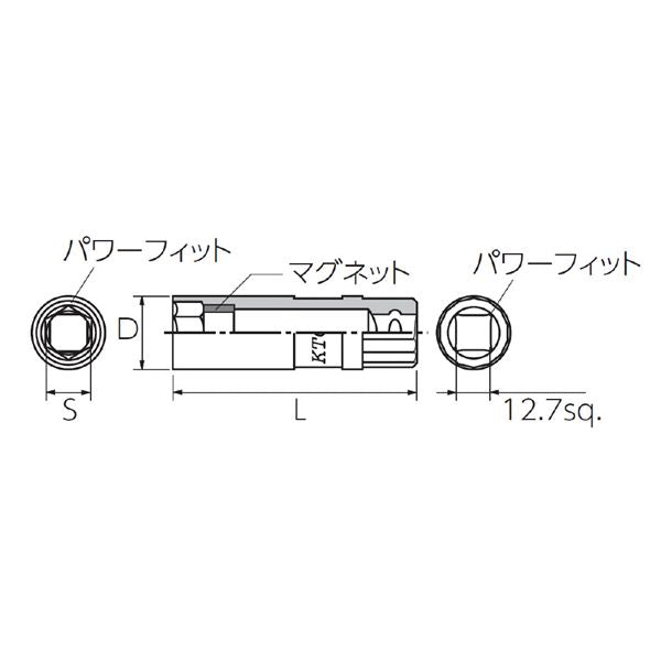 KTC 京都機械工具 12.7SQ プラグレンチ 19mm パック入 B4A-19P-S レンチ 工具 ツール DIY 作業工具