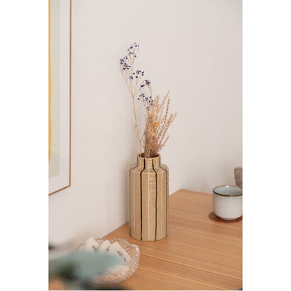 フラワーベース 花瓶 約幅10.5×奥行10.5×高さ22cm ベージュ 陶器 花器 リビング ダイニング インテリア雑貨 完成品