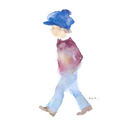 ちひろ額装 壁掛け額 白いフレーム いわさきちひろ 絵画額 青い帽子の男の子 額 額縁 フレーム