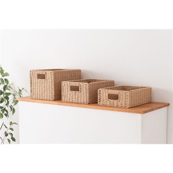 ペーパーコード バスケット 約幅37×奥行26×高さ12cm S ナチュラル 折りたたみ 収納バスケット リビング収納 リビング 完成品