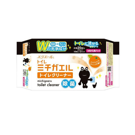 （まとめ） 大王製紙エリエール ミチガエルトイレクリーナー つめかえ用 1セット（20枚：10枚×2パック） 【×5セット】