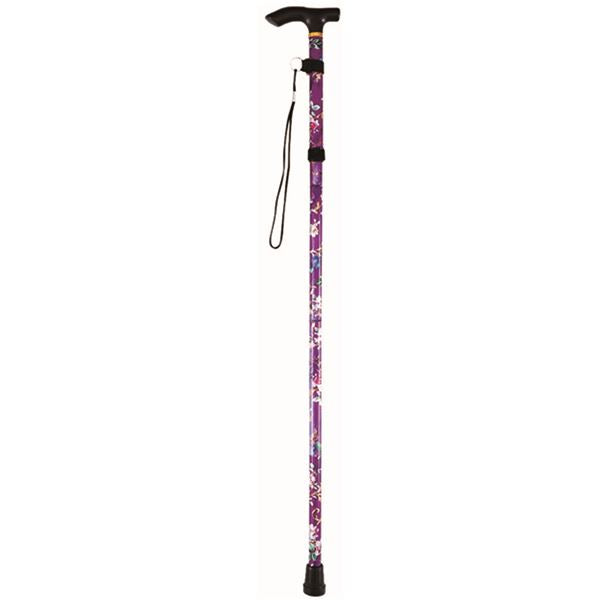 折りたたみ ステッキ/杖 【花柄】 使用時34×110×760～860mm 単品販売 色柄柄指定不可 長さ5段階調節 〔高齢者サポート〕