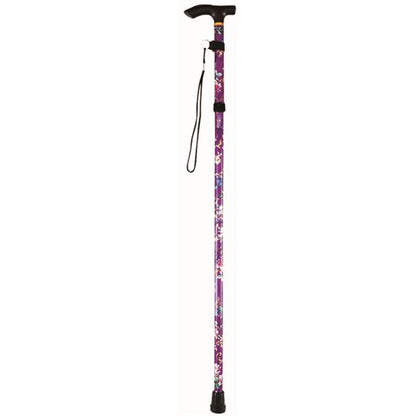 折りたたみ ステッキ/杖 【花柄】 使用時34×110×760～860mm 単品販売 色柄柄指定不可 長さ5段階調節 〔高齢者サポート〕