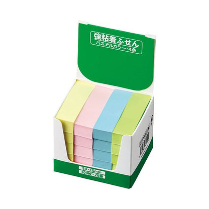 （まとめ） TANOSEE強粘着ふせん 50×15mm パステルカラー・4色 1パック（20冊） 【×2セット】