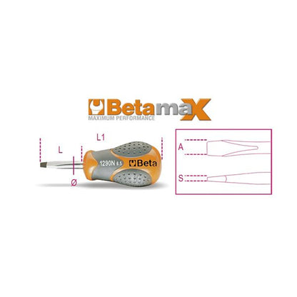 Beta ベータ スタビーマイナスドライバー 刃先6.5mm 軸長30mm 1290N 6.5X30 ドライバー 工具 ツール DIY 作業工具