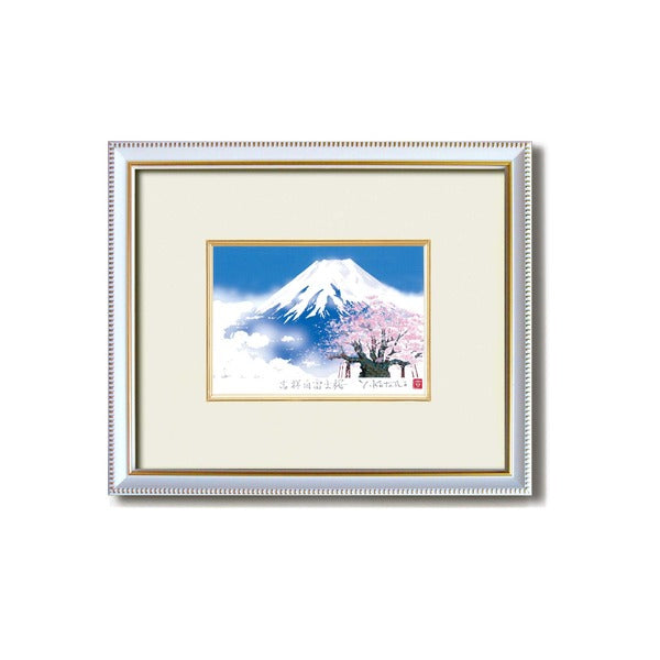絵画額 白フレームセット 壁掛け用 吉岡浩太郎 「白富士桜」 280×229×18mm 日本製