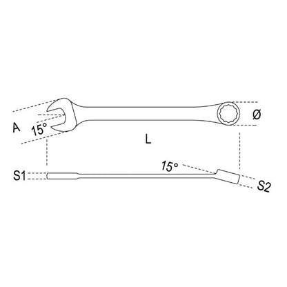 Beta ベータ ロング コンビネーションレンチ 二面幅10mm 15°オフセット ミラー仕上げ 42LMP 10 レンチ 工具 ツール DIY 作業工具