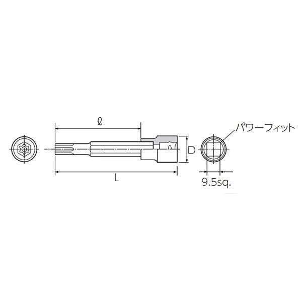 KTC 京都機械工具 9.5SQ イジリドクス T40 パック入 BT3-T40H-S 工具 ツール DIY 作業工具