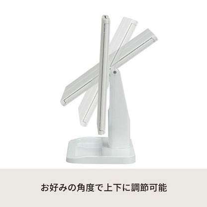 メイクアップミラー(ホワイト/白)  折りたたみ三面鏡/卓上ミラー/飛散防止加工/角度調整可/ワイド/メイク/収納トレイ付き/折り畳み/完成品/NK-242