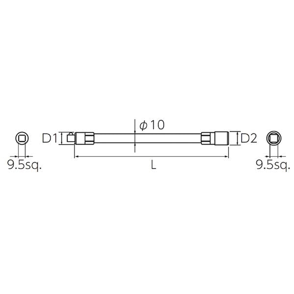 KTC 京都機械工具 9.5SQ フレキシブルエクステンションバー 200mm BES21-200 工具 ツール DIY 作業工具